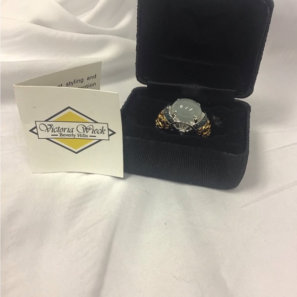 SOLD Victoria Wieck Jade ring with 14 K and sterling  silver details. SOLD. - Picture 3 of 9